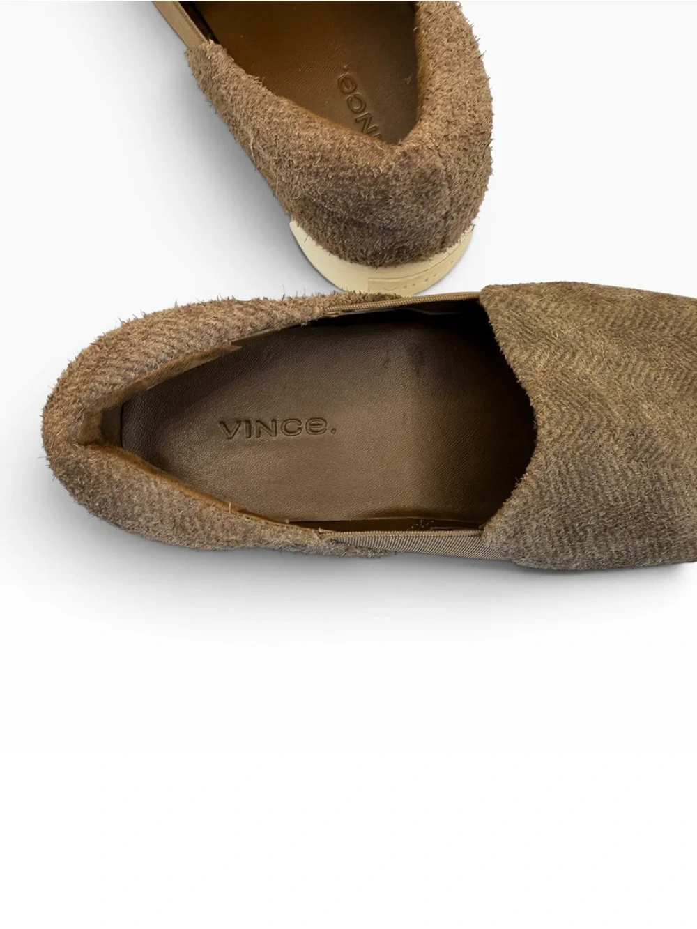 Vince “Warren” Neutral Herringbone Slip-On Platform Sneakers with White Sole